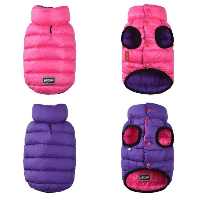 Colete Pet Dupla Face Impermeável – Quentinho nas Cores Rosa e Roxo 💖🐶