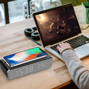 Carregador por indução com  Relógio Despertador, Termômetro Digital LED.