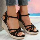 🥿 Sandálias Anabela Feminina – Elegância e Conforto para o Verão 🌸  Casual | Antiderrapante | Plataforma | Peep Toe com Fivela Elegante