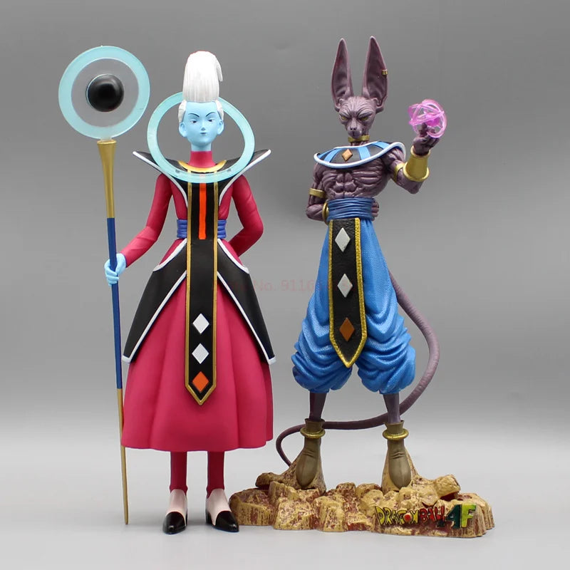 2 PCS Dragon Ball Z Beerus, Birusu, Champa & Whis Figura - Super Deus da Destruição Estatueta de PVC Coleção Modelo Brinquedos para Presente Infantil