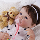 Boneca Bebê Reborn Realista Lorena Silicone Inteiro Olhos Azuis 48cm Pintada à Mão