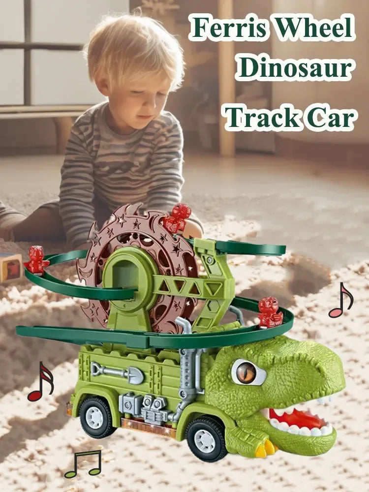Brinquedo Dinossauro com Pista e Luzes – Tricerátopo Escalador com Música 🎶