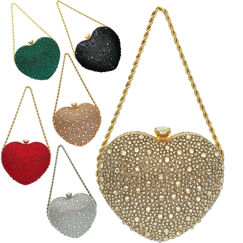 Bolsa de Mão Luxo Coração de Cristal