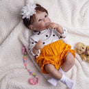 Boneca Bebê Reborn Realista Lorena Silicone Inteiro Olhos Azuis 48cm Pintada à Mão