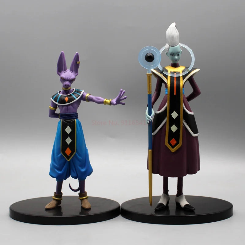 2 PCS Dragon Ball Z Beerus, Birusu, Champa & Whis Figura - Super Deus da Destruição Estatueta de PVC Coleção Modelo Brinquedos para Presente Infantil