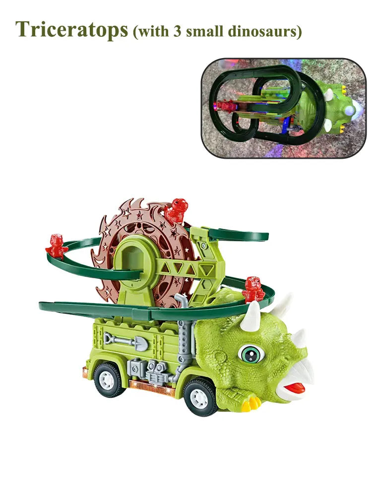 Brinquedo Dinossauro com Pista e Luzes – Tricerátopo Escalador com Música 🎶