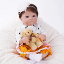 Boneca Bebê Reborn Realista Lorena Silicone Inteiro Olhos Azuis 48cm Pintada à Mão