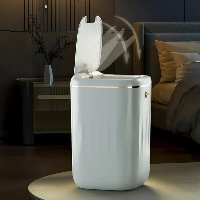 Lixeira Inteligente com Sensor Automático e Luz UV – 22L | À Prova D'Água | Abertura por Sensor ou Botão | Ideal para Cozinha, Banheiro e Escritório