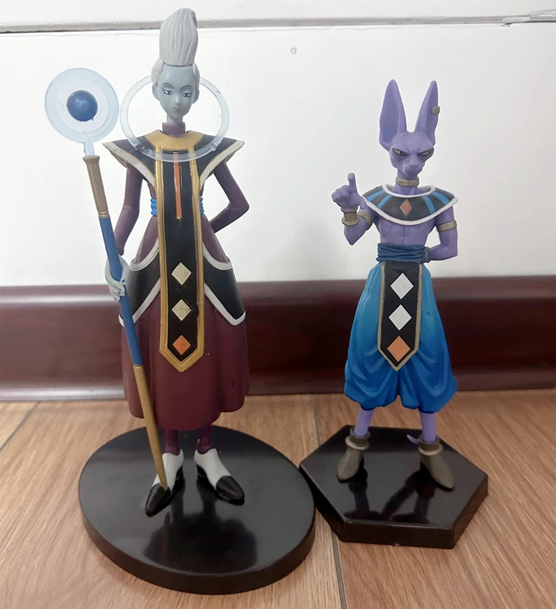 2 PCS Dragon Ball Z Beerus, Birusu, Champa & Whis Figura - Super Deus da Destruição Estatueta de PVC Coleção Modelo Brinquedos para Presente Infantil