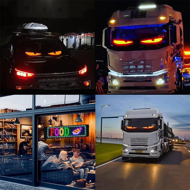 Painel LED Flexível "Demon Eyes" para Carros e Caminhões via Bluetooth