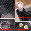 Kit Pia de Cozinha com Sifão, Aço Inoxidável, Torneira Flexível Preta, Lavadora de Copos, Cuba Gourmet